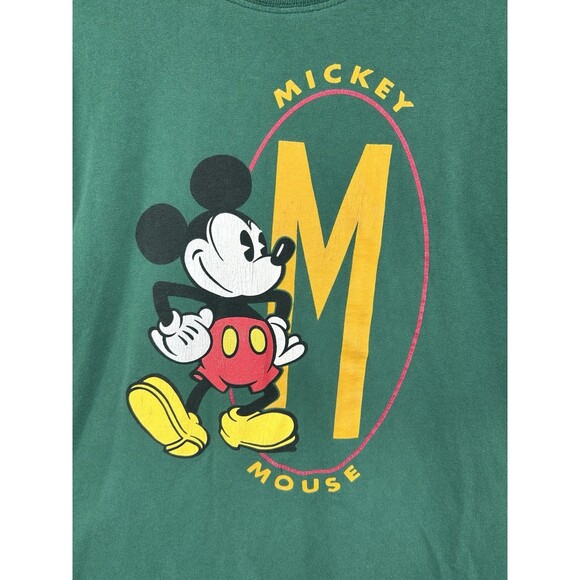 VTG The Disney Store Shirt Men’s XL Green Red Mickey Mouse Short Sleeve Double - Picture 2 of 11